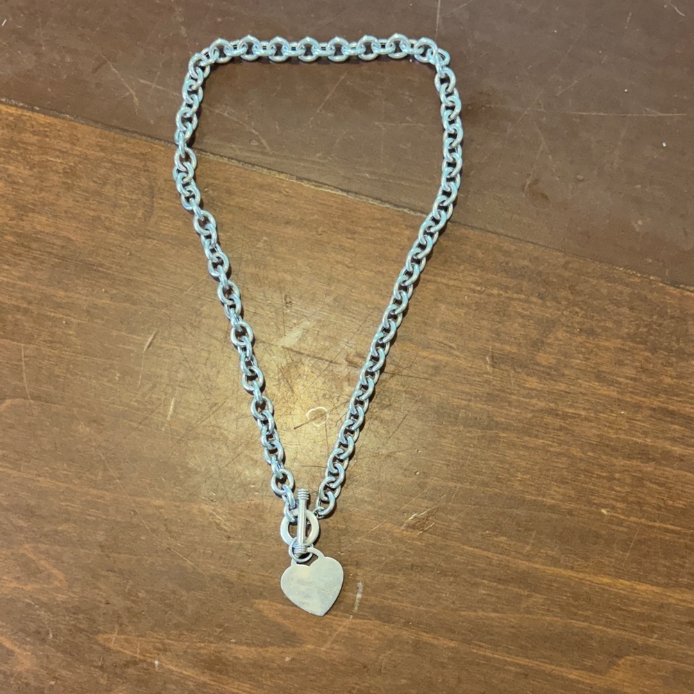 Sterling silver Tiffany style toggle heart necklace